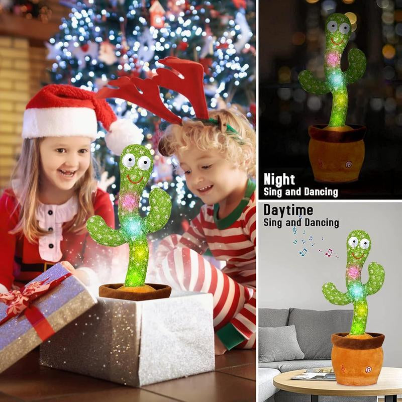 Dancing Talking Cactus Toy for Baby Toddler Colorful Glowing Repeating What You Say Singing Talking Toy 120 Pcs Songs for Baby Dancing Cactus Mimicking Toys with Free Charging Cable Gift Box