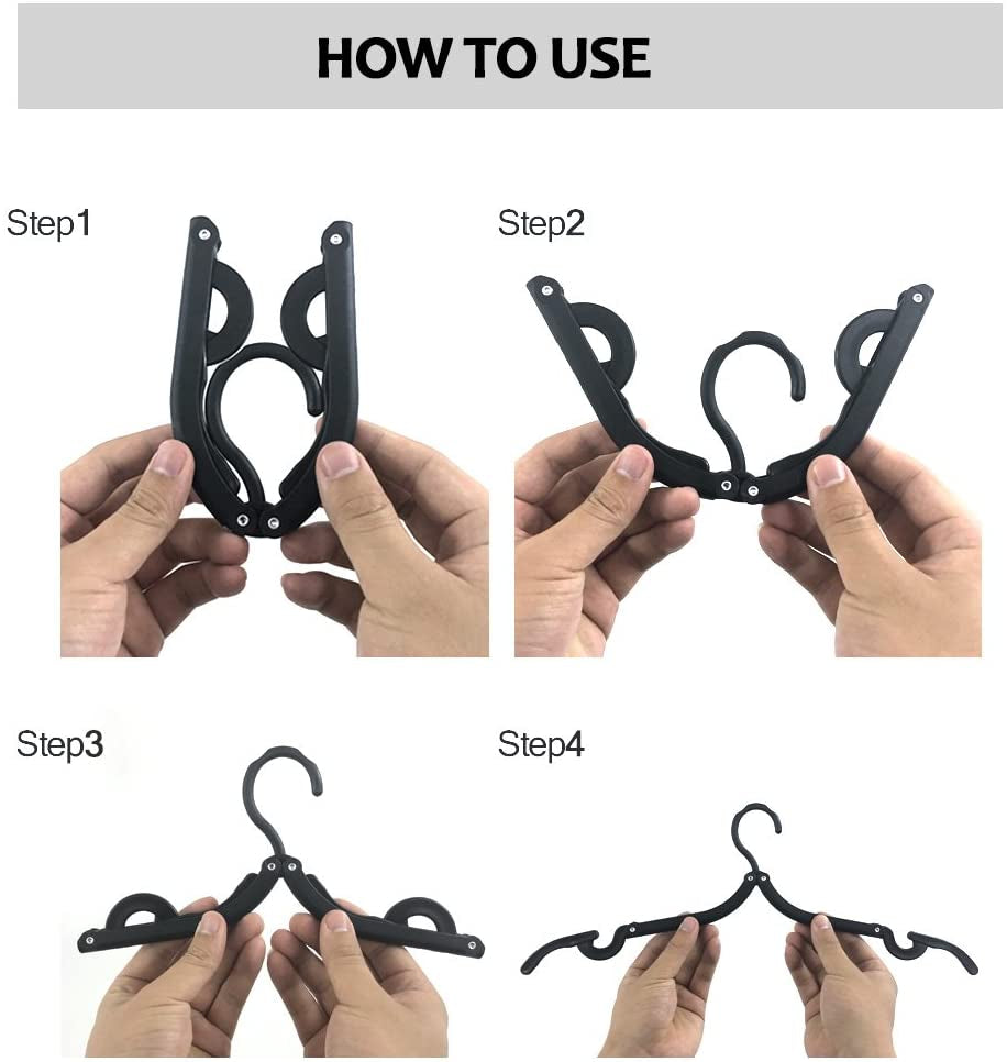 Neele 12Pcs Foldable Clothes Hangers for Traveling Black