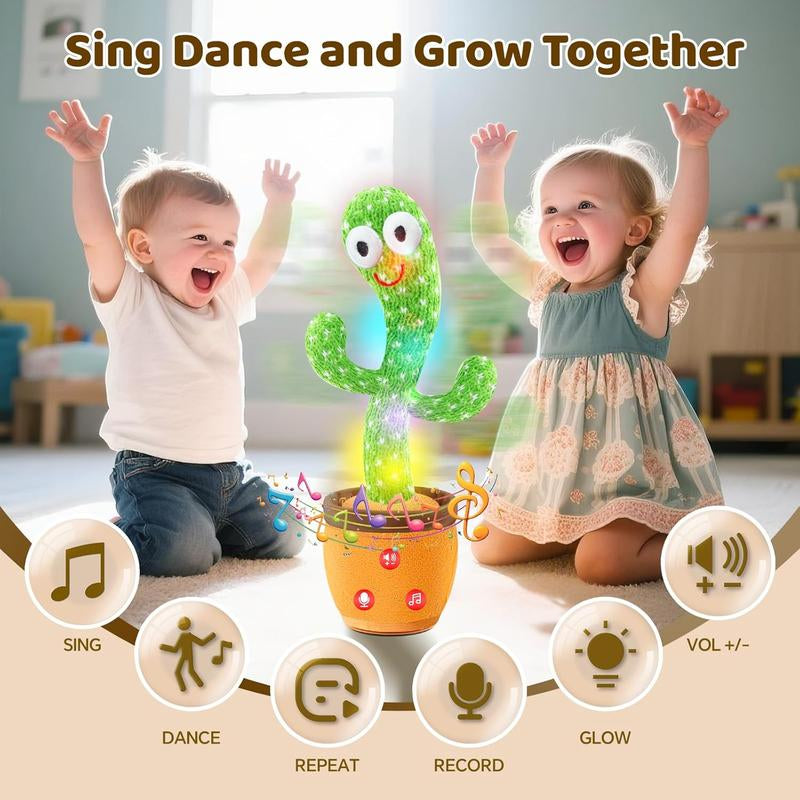 Dancing Talking Cactus Toy for Baby Toddler Colorful Glowing Repeating What You Say Singing Talking Toy 120 Pcs Songs for Baby Dancing Cactus Mimicking Toys with Free Charging Cable Gift Box