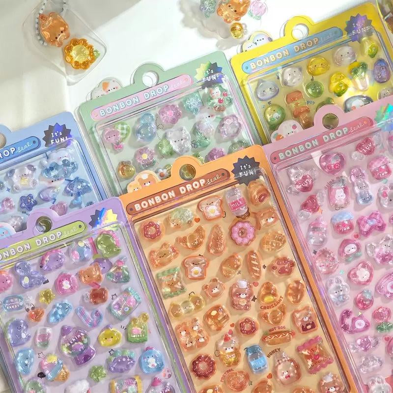 3D Puffy Cartoon Animal Stickers Pack Cute Decorative for Journals, Planners, Scrapbooks, Phone Cases, Water Bottles, Laptops & Stationery (US Stock)