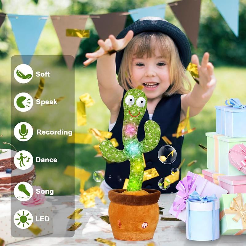 Dancing Talking Cactus Toy for Baby Toddler Colorful Glowing Repeating What You Say Singing Talking Toy 120 Pcs Songs for Baby Dancing Cactus Mimicking Toys with Free Charging Cable Gift Box