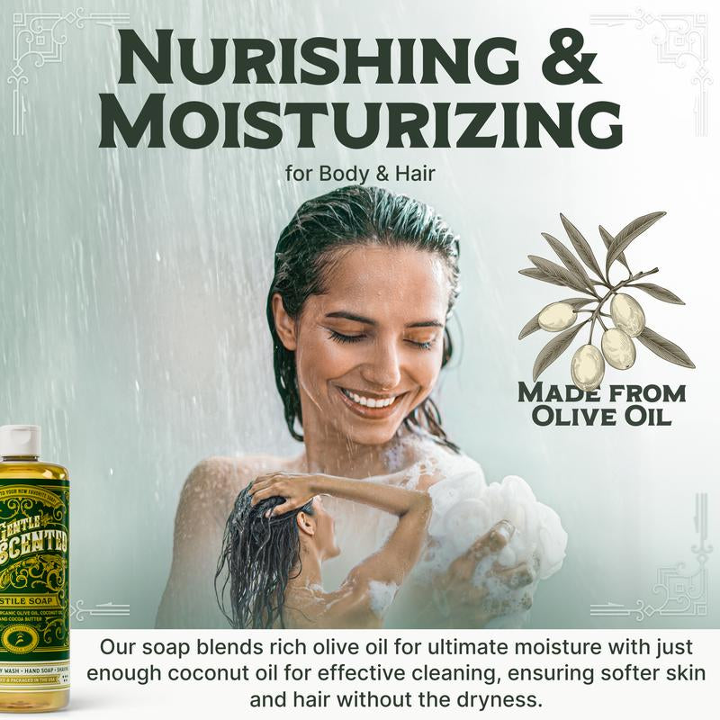 Carolina Liquid Castile Soap | Unscented | EWG Verified | Oregon Tilth Certified Organic | Shampoo Body Wash & Hand Soap