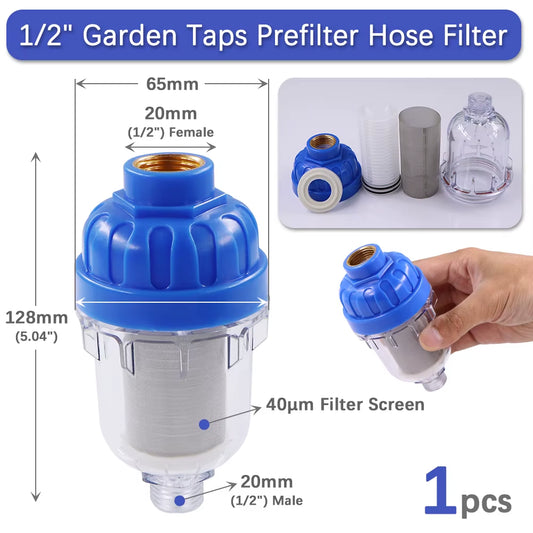 1Pc 1/2" 40Μm Prefilter Garden Tap Faucet Filter with 316 Stainless Steel Screen Strainer Impurities for Kitchen Bathroom Courty