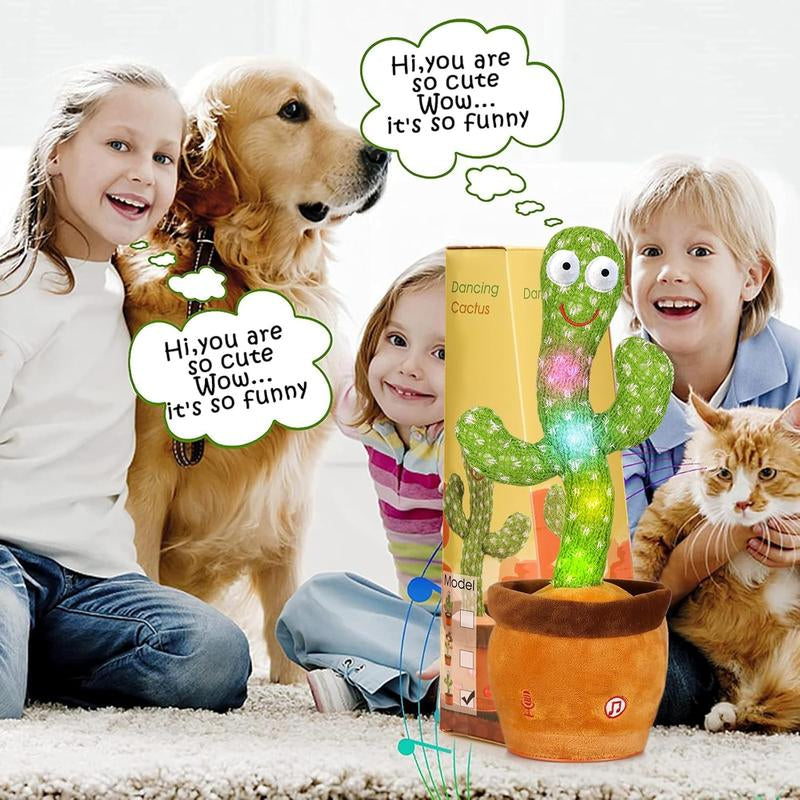 Dancing Talking Cactus Toy for Baby Toddler Colorful Glowing Repeating What You Say Singing Talking Toy 120 Pcs Songs for Baby Dancing Cactus Mimicking Toys with Free Charging Cable Gift Box