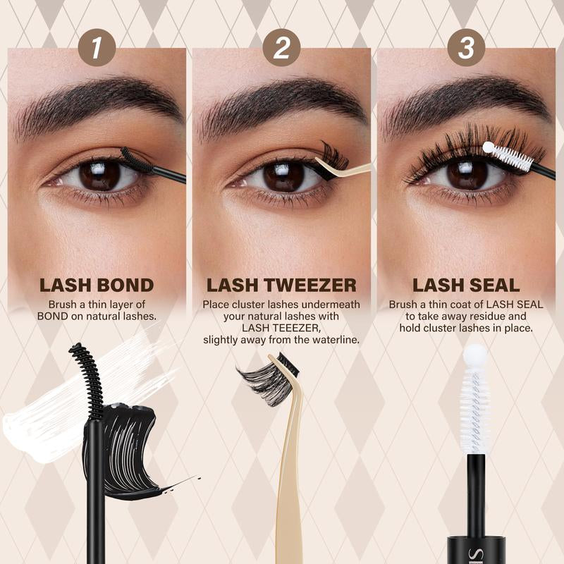 Miss Bella Kit L JMS&JMS Classic 8-18Mm Volume D-Curl Eyelash Cluster DIY Lash Extensions at Home Makeup Cosmetic Cat Eye