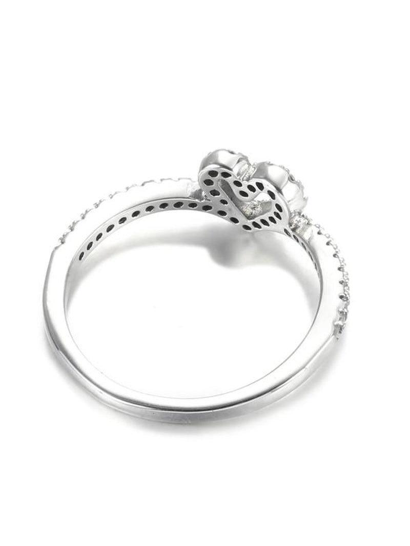 S925 Sterling Silver Heart Shaped Artificial Zircon Decor Ring, Fashion Accessories for Women & Girls, Trendy All-Match & Exquisite Jewelry for Birthday Gift