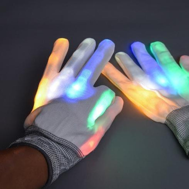 Colors Light Show LED Gloves Rave Light Finger Lighting Flashing Glow Mittens for Boys Girls Adults With