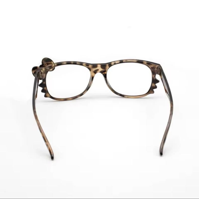 Y2K Hello Kitty Leopard Print Kawaii Eyeglass Frame, Trendy Cartoon Decorative Accessories without Lenses for Women, Retro Cute Fashion Eyewear Party Glass Cat Eye Fashion Fit Decoration