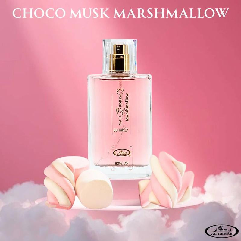 Choco Musk Marshmallow Eau De Parfum Spray 50ML (1.65 OZ) by Al Rehab | Strawberry Stuffed Marshmallows, Dusted with Cocoa Kisses