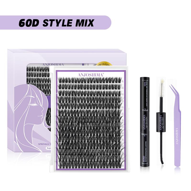 ANJOSIRMA Lash Extension Kit DIY 280Pcs Lash Clusters Eyelash Extension Kit, 9-16Mm 30D 40D Individual Lashes Kit with Lash Bond and Seal, Lash Tweezers