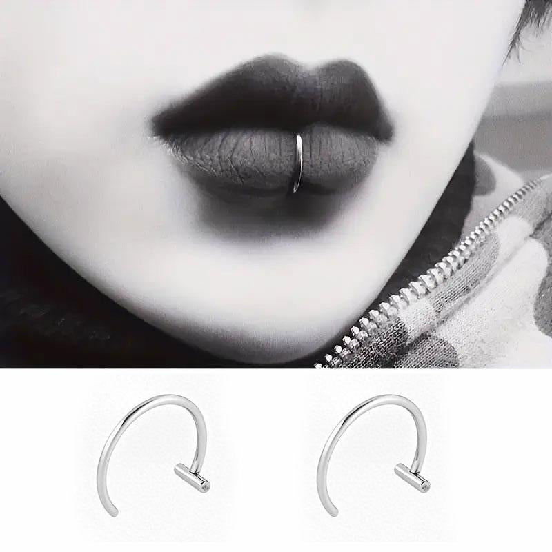 4Pcs Valentine'S Day Fashion Gift, Elegant Hypoallergenic Alloy Lip Ring, Sexy/Simple Style, Ring Style Fake Pierced Body Jewelry, Very Suitable for Daily Wear and Parties