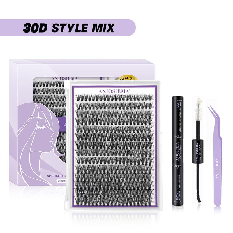 ANJOSIRMA Lash Extension Kit DIY 280Pcs Lash Clusters Eyelash Extension Kit, 9-16Mm 30D 40D Individual Lashes Kit with Lash Bond and Seal, Lash Tweezers