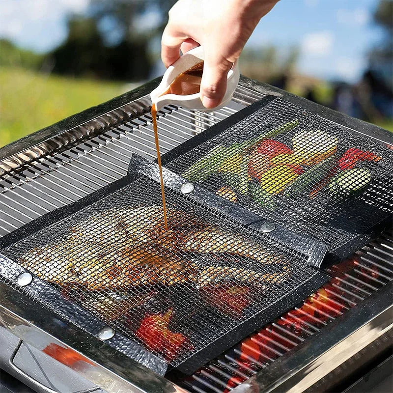 Mesh Grill Bags Reusable Non-Stick BBQ Barbecue Bags for Charcoal Gas Smokers BBQ Veggie Grill Bags