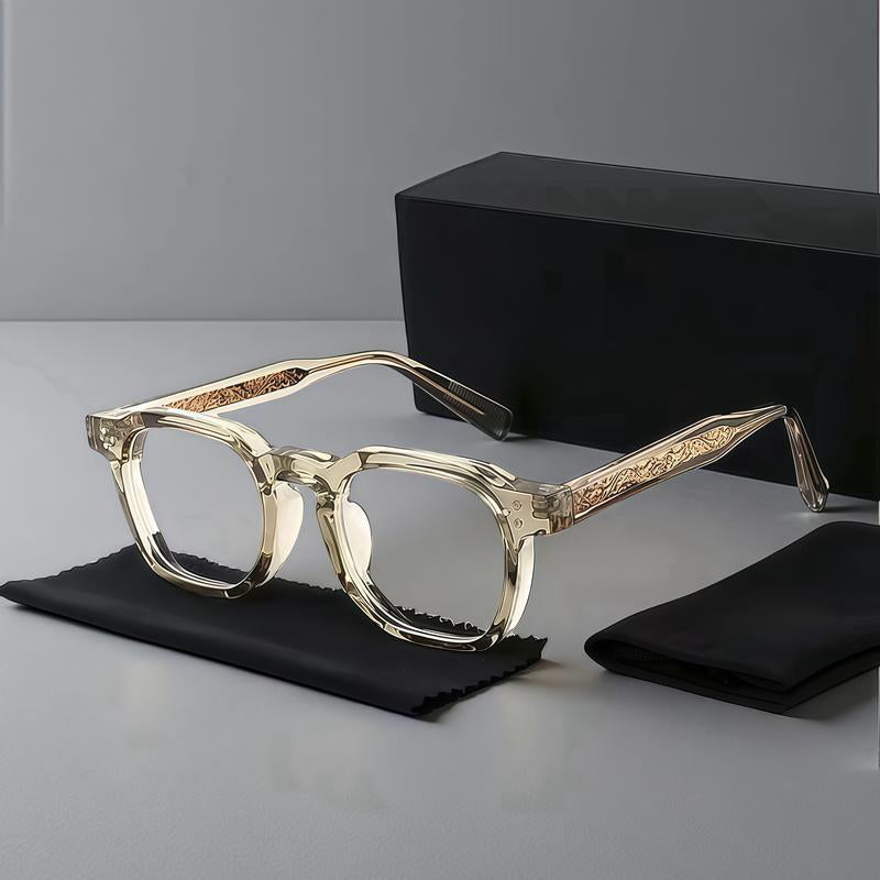 Retro Ful Frame Eyeglasses Fashion Anti-Blue Light for Women & Men Ideal for Work Daily Use with Stylish Design & Elegant Gold Accents Plastic Material