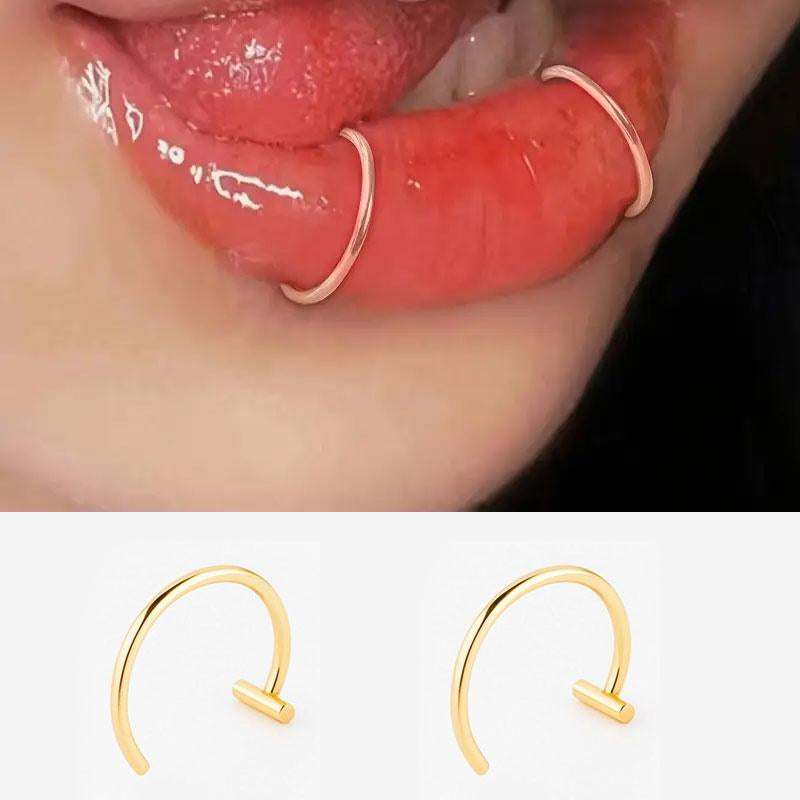 4Pcs Valentine'S Day Fashion Gift, Elegant Hypoallergenic Alloy Lip Ring, Sexy/Simple Style, Ring Style Fake Pierced Body Jewelry, Very Suitable for Daily Wear and Parties