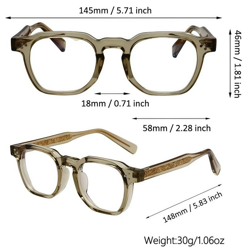 Retro Ful Frame Eyeglasses Fashion Anti-Blue Light for Women & Men Ideal for Work Daily Use with Stylish Design & Elegant Gold Accents Plastic Material