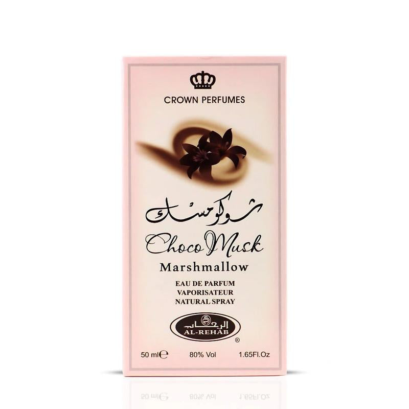 Choco Musk Marshmallow Eau De Parfum Spray 50ML (1.65 OZ) by Al Rehab | Strawberry Stuffed Marshmallows, Dusted with Cocoa Kisses