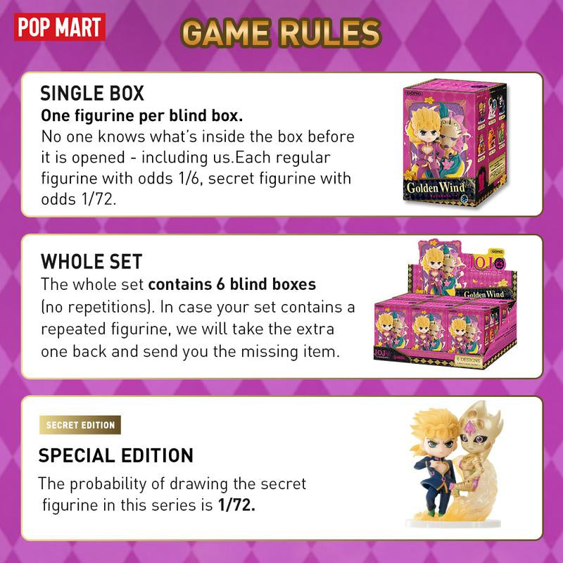 【New Arrival】Pop MART Jojo'S Bizarre Adventure Golden Wind Series Figures, Blind Box