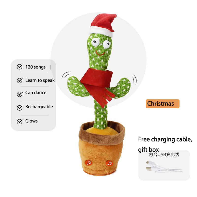 Dancing Talking Cactus Toy for Baby Toddler Colorful Glowing Repeating What You Say Singing Talking Toy 120 Pcs Songs for Baby Dancing Cactus Mimicking Toys with Free Charging Cable Gift Box
