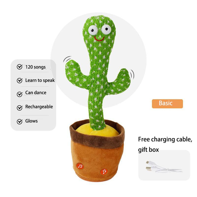 Dancing Talking Cactus Toy for Baby Toddler Colorful Glowing Repeating What You Say Singing Talking Toy 120 Pcs Songs for Baby Dancing Cactus Mimicking Toys with Free Charging Cable Gift Box
