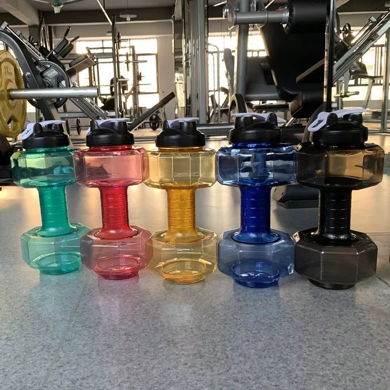 Dumbbell Hammer Water Bottle High Capacity 2 Liters Gym Weightlifting Sports Bottle Creative Space Cup Water Bottle for Men