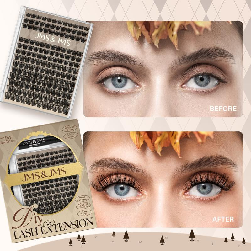 Miss Bella Kit L JMS&JMS Classic 8-18Mm Volume D-Curl Eyelash Cluster DIY Lash Extensions at Home Makeup Cosmetic Cat Eye