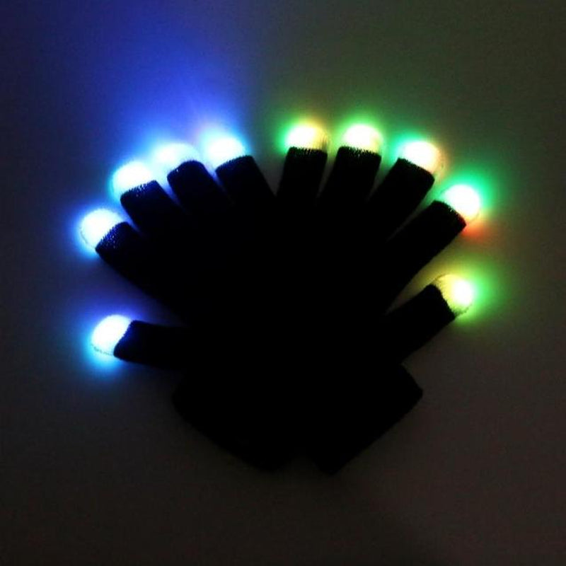 Colors Light Show LED Gloves Rave Light Finger Lighting Flashing Glow Mittens for Boys Girls Adults With