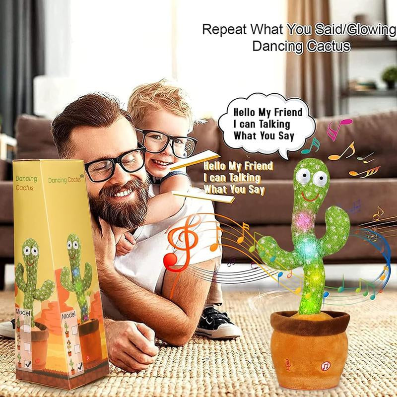 Dancing Talking Cactus Toy for Baby Toddler Colorful Glowing Repeating What You Say Singing Talking Toy 120 Pcs Songs for Baby Dancing Cactus Mimicking Toys with Free Charging Cable Gift Box