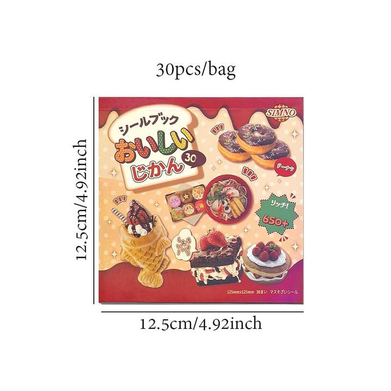 Food Themed Sticker Book, 30Pcs/Set Cute Food Pattern Sticker, DIY Decorative Sticker for Phone Case, Computer, Guitar, Bag, Water Cup, Scrapbook, Ornaments #TOP PICKS