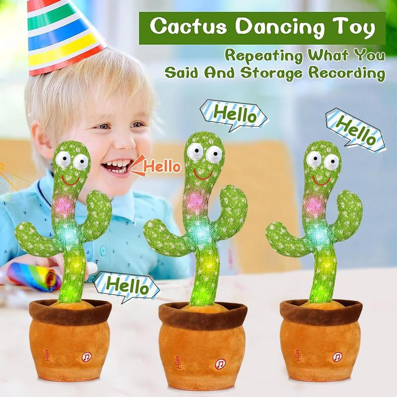 Dancing Talking Cactus Toy for Baby Toddler Colorful Glowing Repeating What You Say Singing Talking Toy 120 Pcs Songs for Baby Dancing Cactus Mimicking Toys with Free Charging Cable Gift Box